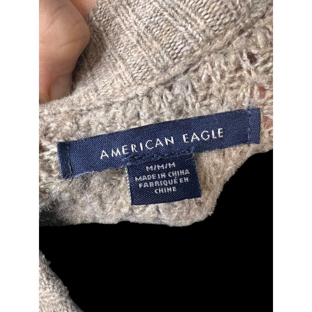 American Eagle Knit Long-Sleeve Sweater Womens Beige Womens Relaxed Fit coastal - Picture 10 of 10